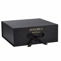 Boîte magnétique noire personnalisée de grande capacité, emballage de luxe en carton rigide, boîte cadeau pliable en papier avec logo imprimé