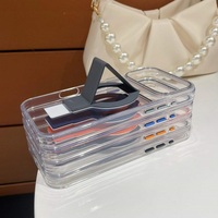 Étui de téléphone magnétique en cuir avec support de poignet et béquille pour iPhone 18 17 Pro Max, design métallique transparent