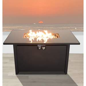 Mesa de Fogatas para Exteriores Db, 25 H x 42 W, Rectangular de Acero Negro, Decoración de Jardín a Gas Propano - Product Image 1