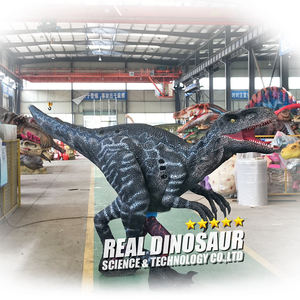 Filme prop traje de dinossauro realista Velociraptor terno