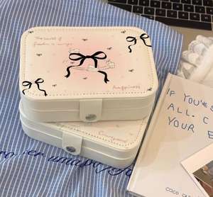 Boîte à bijoux de voyage moderne en cuir, mignonne, portable, exquise, multifonctionnelle, organiseur de bijoux et de colliers - Product Image 3