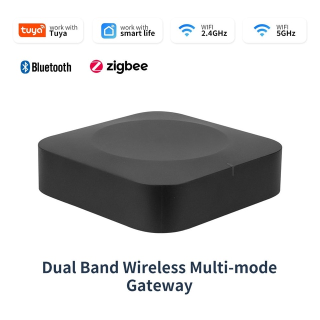 Tuya Dual-Band Multi-mode Smart Home Gateway 2.4GHz 5GHz WiFi Zigbee SIG Mesh BLE and BLE Long Range Wireless Gateway Hub