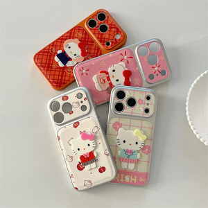 Original Cartoon Leather KT Cat Bow Mobile Phone case for iPhone 17 16 15 Pro Max Converted cute Camera DIY Printing <b>back</b> Cover - Product Image 3