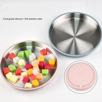 Ensemble d'alimentation pour bébé avec manchons en silicone amovibles, antidérapants, sans compartiments, et assiette à grande ventouse en acier inoxydable, compatible lave-vaisselle