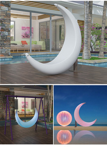 Silla con Luz LED de Luna, Diseño Moderno, Columpio de Luna Impermeable para Exteriores, para Parque, Patio y Casa de Huéspedes, Material Plástico - Product Image 4