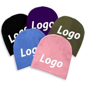 Wholesale Children's Custom Logo 100% Cotton Woven Jacquard Knitted Beanie with Flat Embroidery - Product Image 5