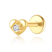 S925 SILVER Zircon Inlaid Trendy Heart Stud Earrings Stackable Helix Threaded Versatile