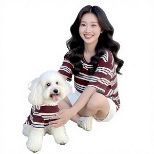 Conjuntos de Ropa para Perros y Dueños, Diseño a Rayas, Serie <span class=keywords><strong>MIU</strong></span>, Ropa Fresca de Verano para Exteriores - Product Image 1