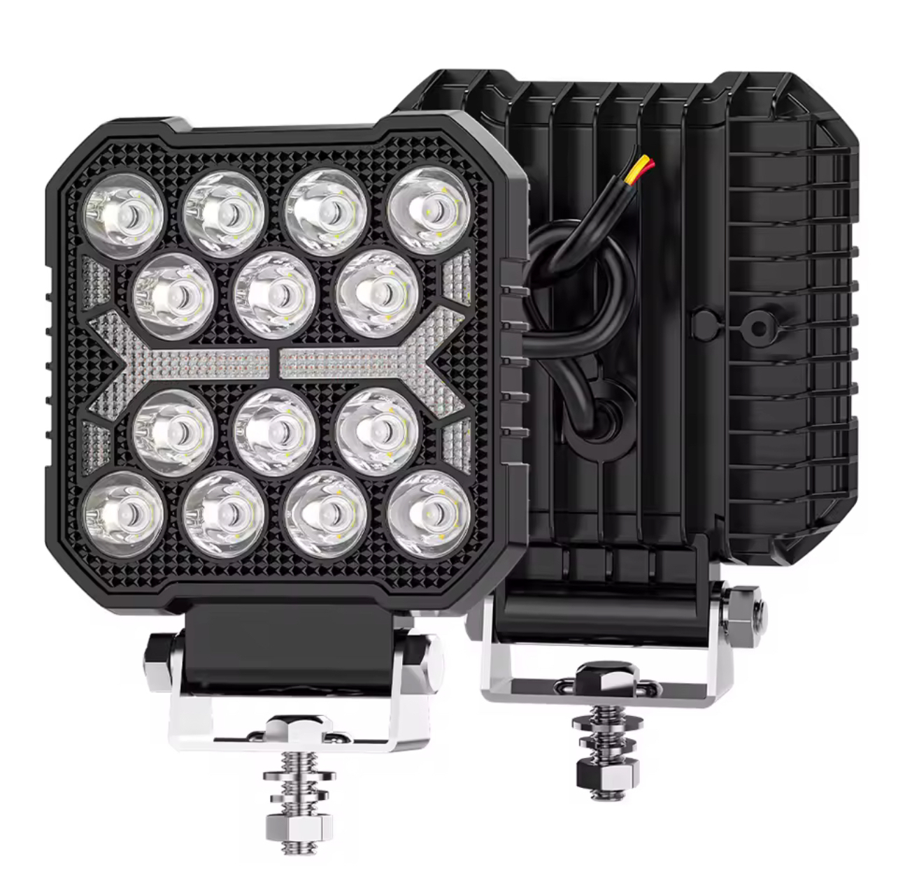 4 Inch Square DRL LED Work Lights 14W Off-Road Vehicle Spotlights ATV SUV 4X4 Headlights Flash 12-36V Plastic Front