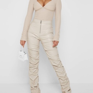 Pantalones Deportivos Y2k para Mujer, Pantalones Anchos de PU, Pantalones Casuales para Dama, Pantalones de Cuero Artificial de Una Pieza - Product Image 2