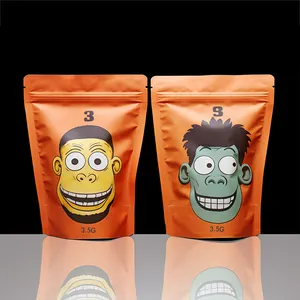 Nouveaux sacs de 3.5g imprimés sur mesure emballage en plastique de biscuits en feuille aluminisée anti-odeur sacs ZipLock en Mylar
