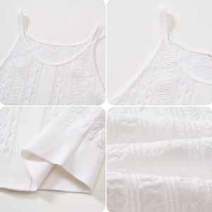 Top de punto sin tirantes con cuello en V estilo dulce para mujer, sin mangas, transpirable, de verano, blanco, para damas, al por mayor - Product Image 6