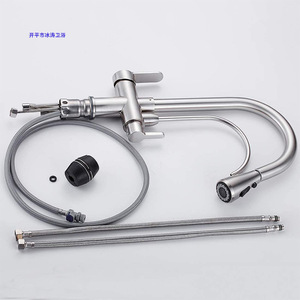 Robinet de cuisine Bingtao en acier inoxydable 304, extractible, eau chaude et froide, finition brossée, installation verticale - Product Image 2