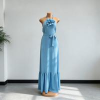 Robe d'été décontractée à imprimé floral, coupe ajustée, épaules dénudées, nouvelle collection pour femmes, vente en gros