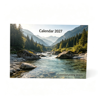 Papier d'art A3 157 g/m², impression offset, calendrier personnalisé, reliure à chevalet avec plastification