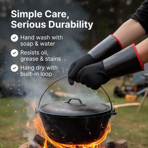 Gants de barbecue en néoprène imperméables, résistants à la chaleur et ignifuges, à manches longues de 14 pouces, pour friteuse à <span class=keywords><strong>dinde</strong></span>, fumoir, barbecue - Product Image 5