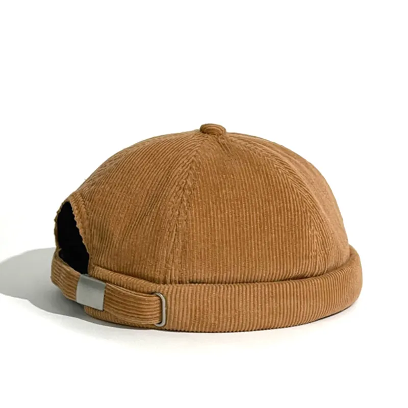 Fashion High Quality Customizable Woven Label Docker Brimless Cap Corduroy Hat