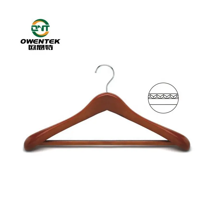Factory Mahogany Color Retro Cloth Hanger Custom Logo Luxury Wooden Hanger for Clothing Store