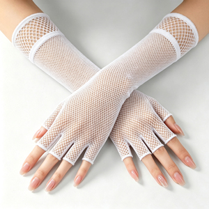 Gants d'été pour femmes HZS-26010, en maille filet, mitaines à doigts complets, gants de mariée en dentelle tendance pour filles - Product Image 1