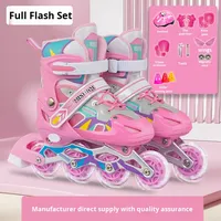 Patins à roulettes pour enfants, patins à roulettes en PU et maille pour enfants, roues lumineuses, taille réglable pour filles et garçons
