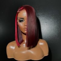 Perruque Bob en cheveux humains, perruques Lace Front pour femmes noires, Lace Frontale transparente, Bob droit pré-épilé, 100% cheveux humains