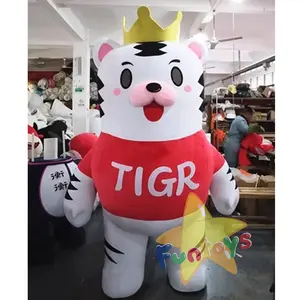 Funtoys customizable inflatable tiger mascot costume Inflatable cartoon tiger with a crown mascot adult party clothing mascot