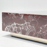 Table basse carrée moderne et simple en marbre violet haut de gamme, style luxe léger, pour salon