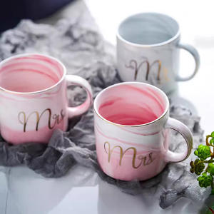 Geperonaliseerde Koffie Nordic Bruiloft Creatieve Marmeren Keramische Tumbler Mok Geschenkset met Cadeauverpakking - Product Image 1