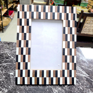 Luxury Vintage Handmade Lightweight Wood Inlay Horizontal Photo <b>Frame</b> <b>White</b> Eco-Friendly Customizable Color/Size Custom Logo - Product Image 1