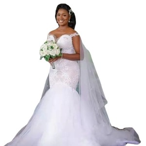<b>White</b> Mermaid Wedding Dress Sweetheart Neckline <b>Lace</b> Vintage Style Natural Waistline 008 - Product Image 5