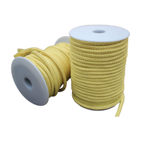Corde en aramide à 12 brins de 4 mm, ignifuge, isolante thermique, section carrée plate, cordage tressé, corde d'enroulement jaune/noir haute résistance