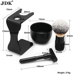 Ensemble de brosses à barbe en poils synthétiques JDK pour hommes avec support de brosse de 3/4 pouces, bol à savon/tasse, manche en métal de qualité professionnelle, cadeau - Product Image 6