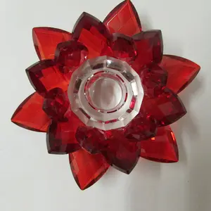 Красное стекло с украшением в виде кристаллов лотоса свечи tealight держатель MH-Z0103