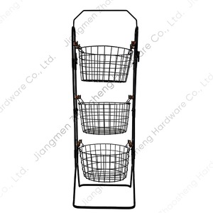Detachable Three Tier Wrought Iron Storage Basket Black <b>Standing</b> Kitchen Living Room Fruit <b>Vegetable</b> Snack Rack - Product Image 4