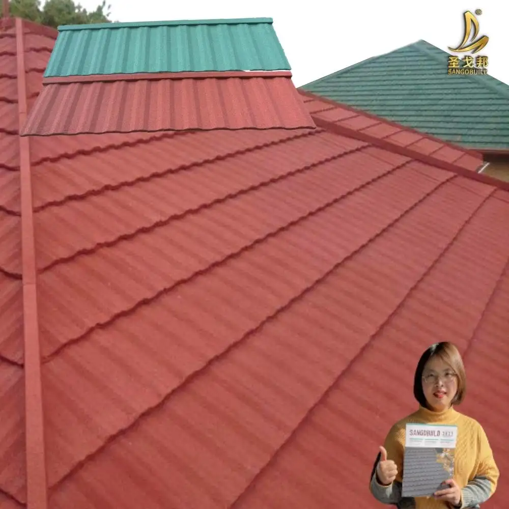 Eco-Friendly Rooftiles Stone Roofing Sheet With American Iso9001 Standard Stone Coated Roofing Tile Metal