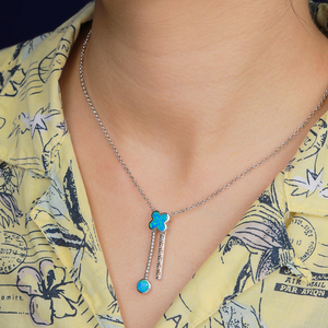 Jewelry Manufacturer Professional Customized New Style 925 Sterling Silver High Grade Natural Blue <strong>Opal</strong> Gemstone <strong>Necklace</strong> - Product Image 4