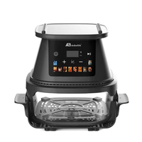 Anbolife Nueva Freidora de Aire 2 en 1 de 4L con Parrilla de Vidrio |   Pantalla Táctil Digital de 1500W |   Cesta de Vidrio sin PFAS con 10 Preajustes, OEM ODM