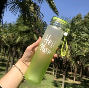 Hello master-botella de agua de plástico esmerilada para mujer, botella de agua de boca ancha, colorida, con correa de silicona, 16oz - Product Image 6