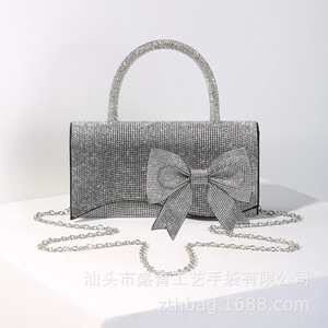 ¡Novedad de 2025! Bolso de mano para mujer, bolso de noche de cristal completo, grado A, lazo de diamante brillante, Mini bolso de fiesta elegante a la moda - Product Image 5