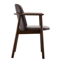 Fauteuil de salle à manger moderne, cadre en bois massif, coussin en cuir, chaise ronde pour tapisserie de Restaurant, DC-S163(V)