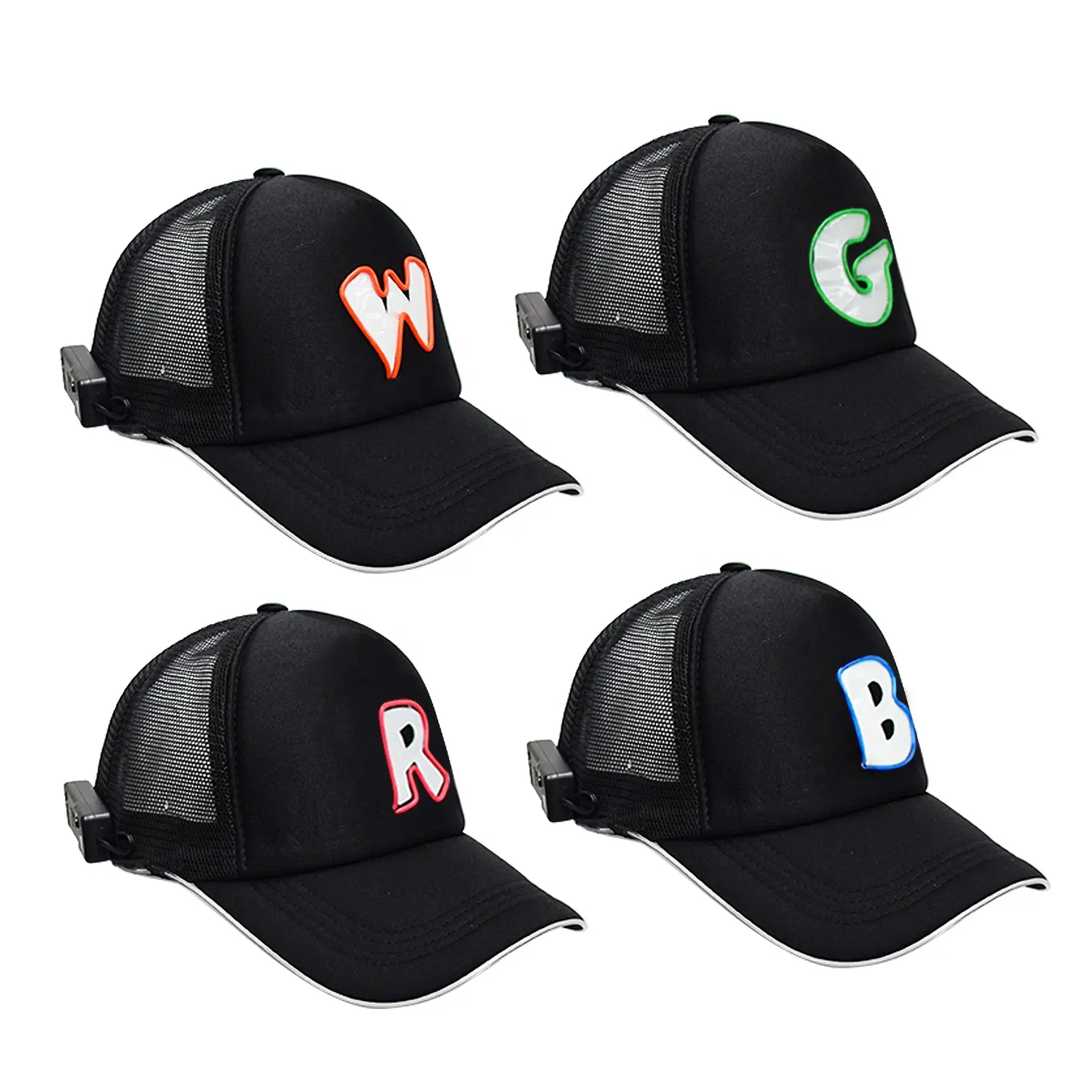 New Design Fashion Adjustable Letter Led Light Sport Baseball Cap With Led Lights Glow In The Dark Hat
