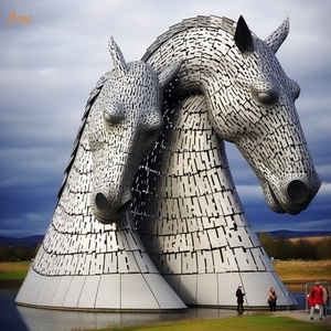 Parque paisaje decoración <span class=keywords><strong>Andy</strong></span> Scott famoso acero estructural y revestimiento de acero inoxidable gigante Kelpie estilo caballo escultura para vender - Product Image 1