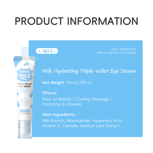 Sérum pour les yeux hydratant au lait LAIKOU avec triple applicateur à bille 15ml – Lisse les rides, atténue les cernes, crème anti-âge pour les yeux - Product Image 3