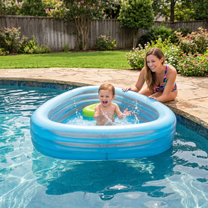 Piscine gonflable familiale triangulaire populaire en gros avec siège intégré et parois latérales extra larges, bateau de piscine extérieur - Product Image 1