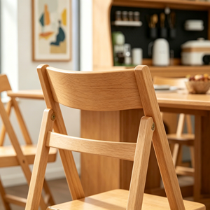 Scandinavian Wooden Foldable <b>Chair</b> With Solid <b>Back</b> Modern Living Room Furniture For Home Dining - Product Image 5