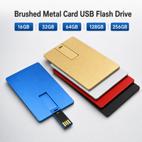 Clé USB 2.0 personnalisée en métal en forme de carte de crédit avec cryptage, garantie 3 ans - Cadeau d'affaires 8 Go/16 Go/32 Go/64 Go/128 Go