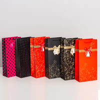 Sac cadeau en papier pour vin avec poignée, impression de logo personnalisé, pour l'emballage de bouteilles