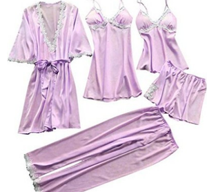 Conjunto de Pijama de Seda Satinada para <span class=keywords><strong>Mujer</strong></span>, Manga Corta, Ropa de Dormir, Ropa de Casa, Bata - Product Image 2