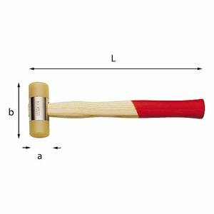 Martillo de goma de 376 mm con mango de madera y agarre rojo para carpintería y trabajos de montaje - Product Image 1