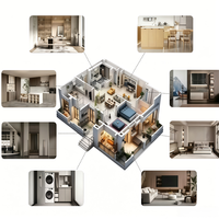Armoires de cuisine de luxe avec portes et tiroirs à fermeture douce, ensembles complets, armoires de cuisine modernes en teck pour villas